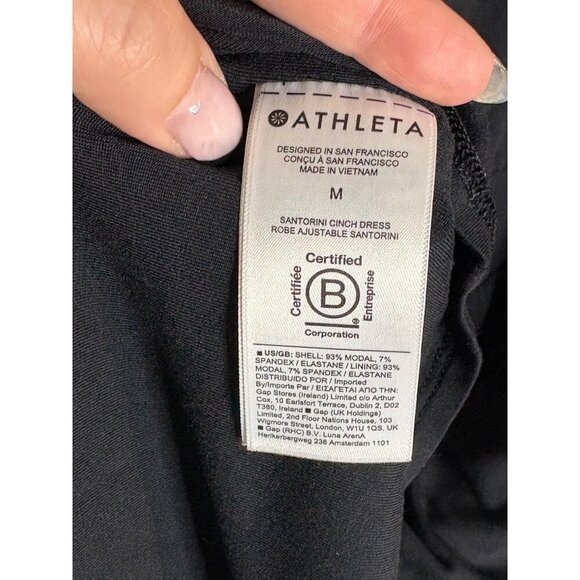 Athleta Santorini Cinch Knit Tank Dress Midi Black-sz Medium - Picture 8 of 9